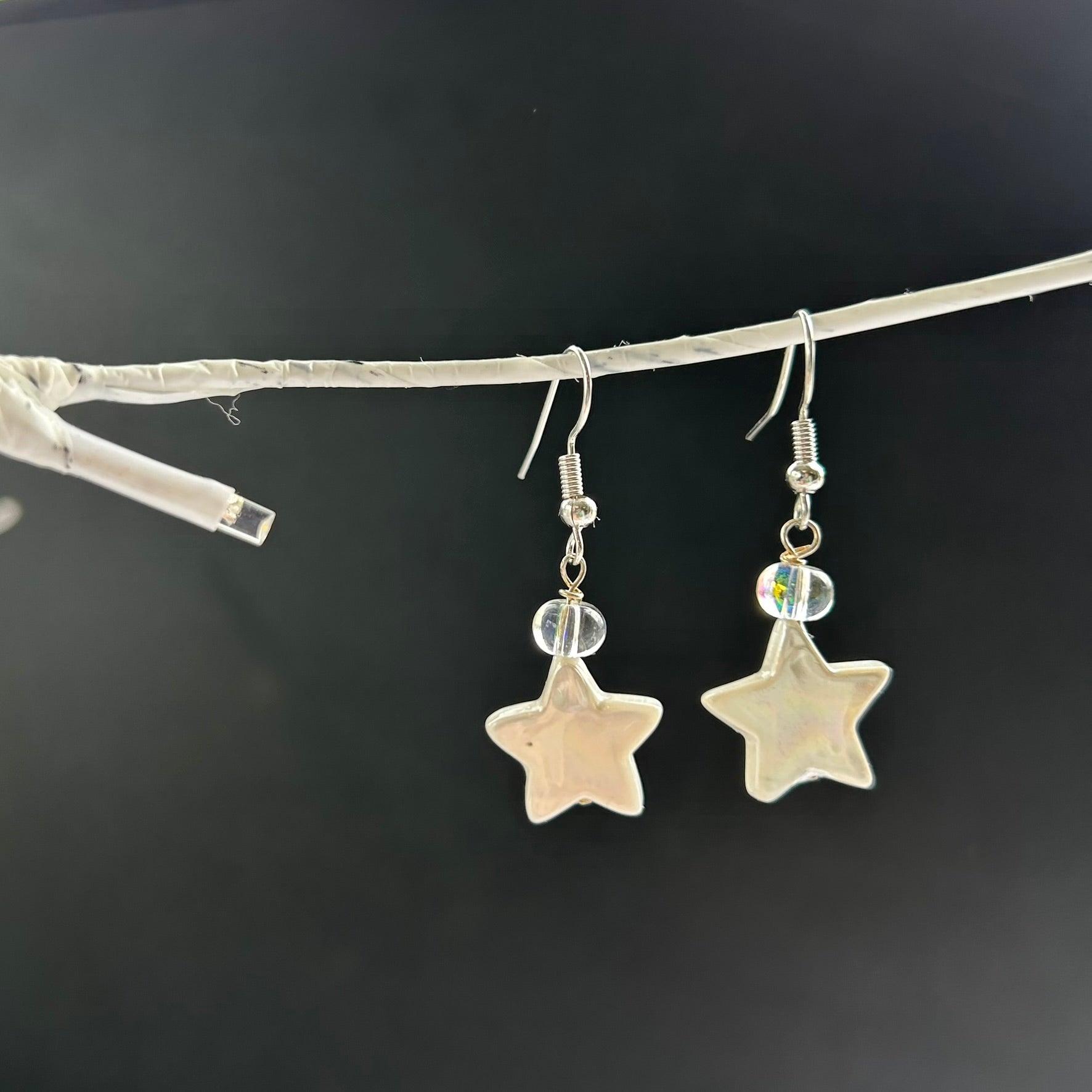 Silver Star and Bead Earrings - Bigfoot Yarns