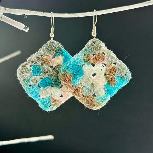 Crochet Square Earrings - Bigfoot Yarns