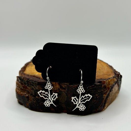 December - Holly Birth Flower Earrings