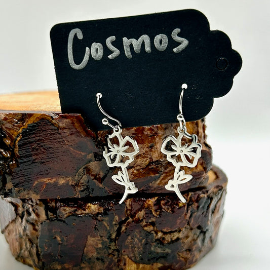 October - Cosmos Birth Flower Earrings