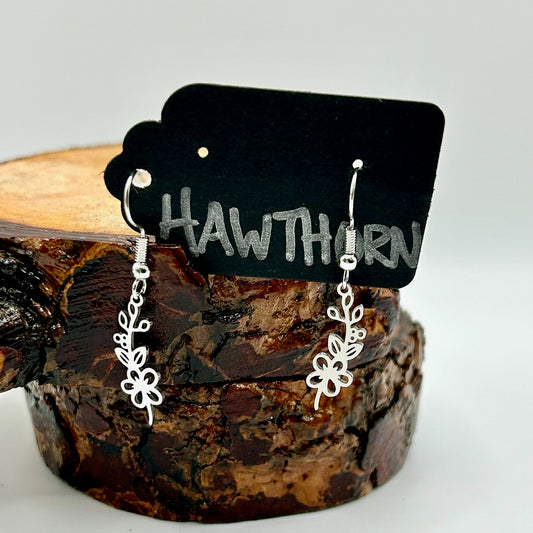 May - Hawthorn Birth Flower Earrings