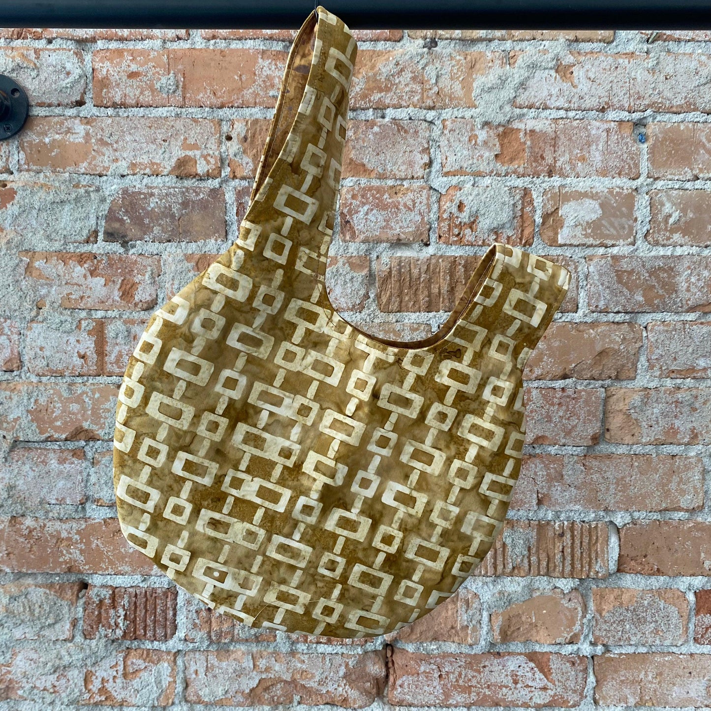 Gold Geometric & Brown Japanese Knot Bag - Bigfoot Yarns