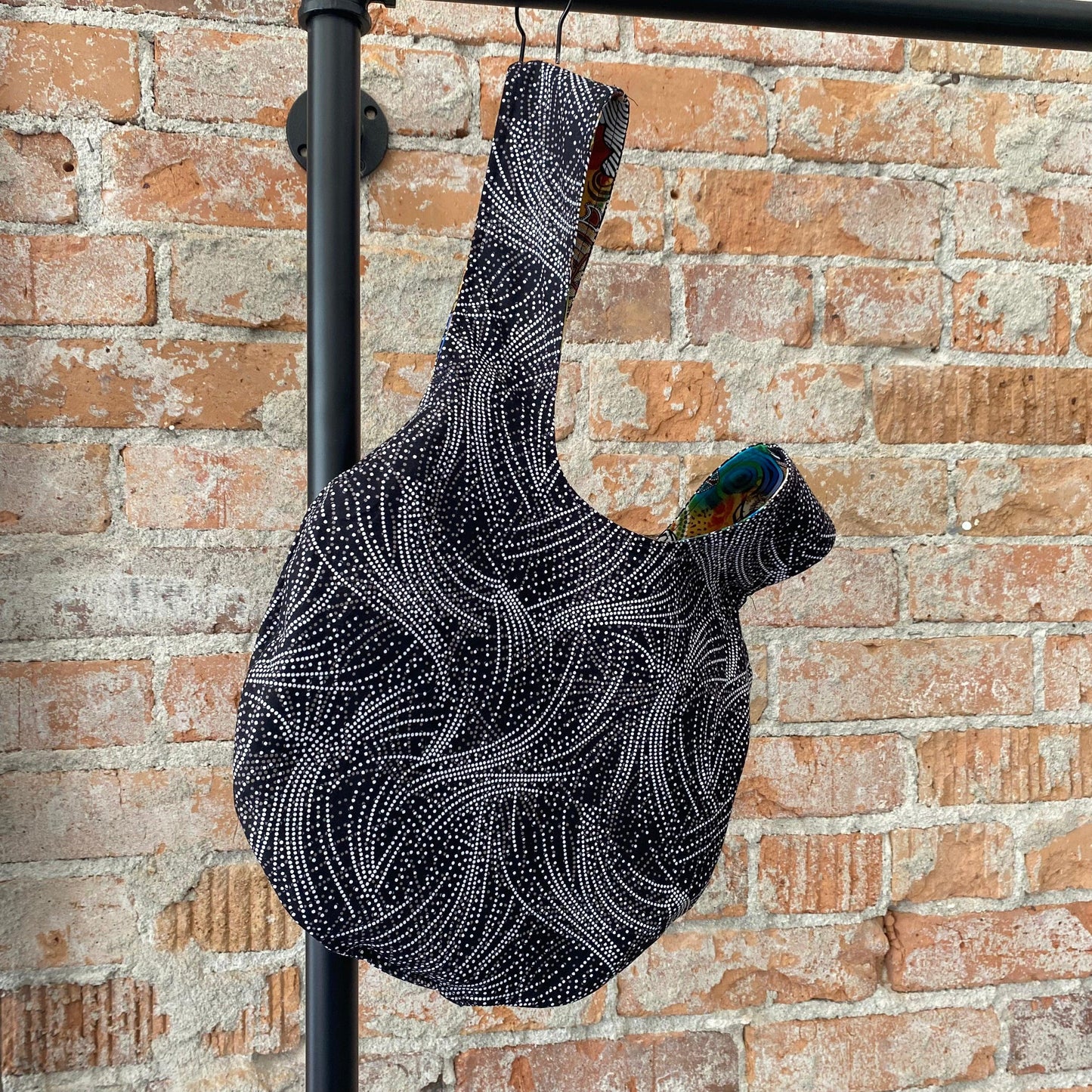 Turtles & Black Geometric Japanese Knot Bag - Bigfoot Yarns